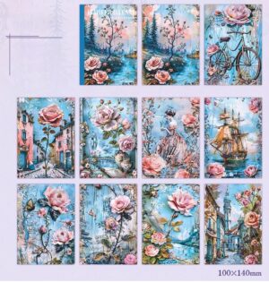 Disainpaberid  retro Sinine roos 30 tk