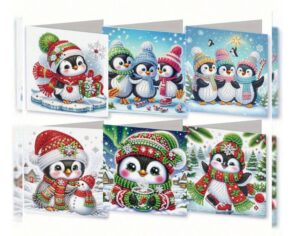 Teemantmaalide komplekt kaardid 6 tk pingviinid