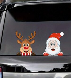 Dekoratiivkleebis aknale, seinale - Jõuluvana ja põder