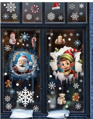 Dekoratiivkleebis akanle, seinale - Jõuluvana ja päkapikk