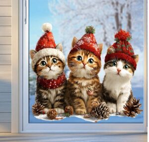 Kassi teemaline aknakleebis (liimivaba) Jõulud