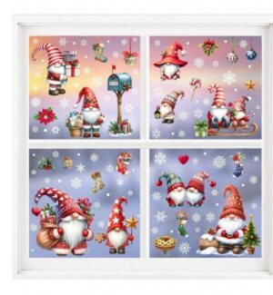 Päkapikkude dekoratiivkleebised aknale 4 lehel