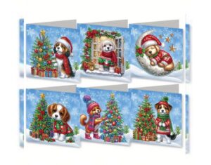 Teemantmaalide komplekt kaardid 6 tk koerad jõulud
