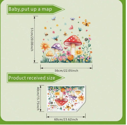 Dekoratiivkleebis (aknale, seinale - liimivaba, korduvkasutatav) Seened - Image 2