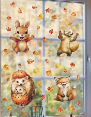 Dekoratiivkleebis (aknale, seinale - liimivaba, korduvkasutatav) Loomad 4 lehel