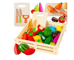 Puidust lõigatavad köögiviljad magnetiga