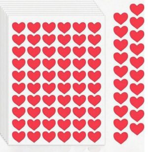Kleebise leht 15x10 cm punased südamed 1 leht/10 lehte