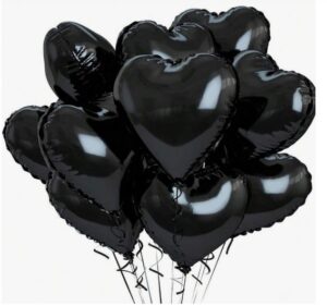Õhupallide komplekt mustad südamed 10 tk