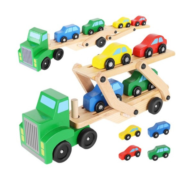 Puidust autotreiler koos autodega