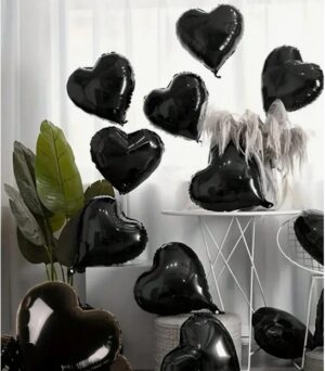 Õhupallide komplekt mustad südamed 10 tk