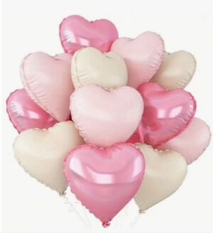 Õhupallide komplekt südamed 10 tk roosa mix