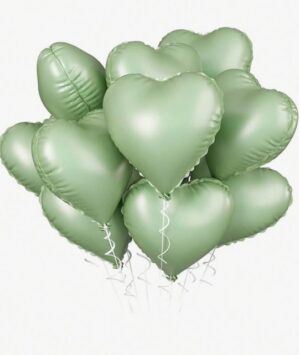 Õhupallide komplekt südamed 10 tk roheline