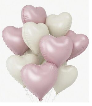 Õhupallide komplekt südamed 10 tk roosa-valge