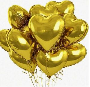 Õhupallide komplekt südamed 10 tk kuldne