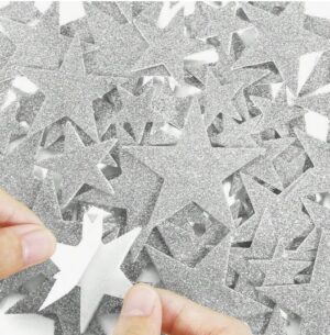 Pehmed tähed kleebised glitteriga 70 tk pakis hõbe