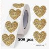 Kleebiserull kuldne süda, 500 tk  (väikse sädelusega)