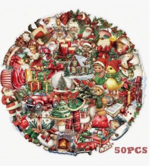 Kleebised vintage jõulud 50 tk 5 cm