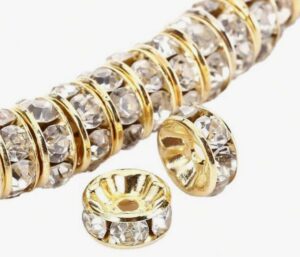 Vahepärlid 8 mm 50 tk pakis kuldne/valge