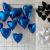 Õhupallide komplekt südamed 10 tk sinine-must või valge