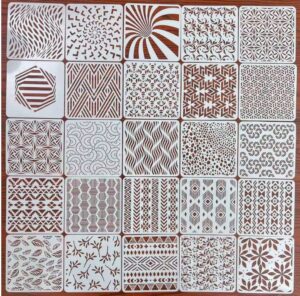 Šabloonid 25 tk mustrid 15x15 cm