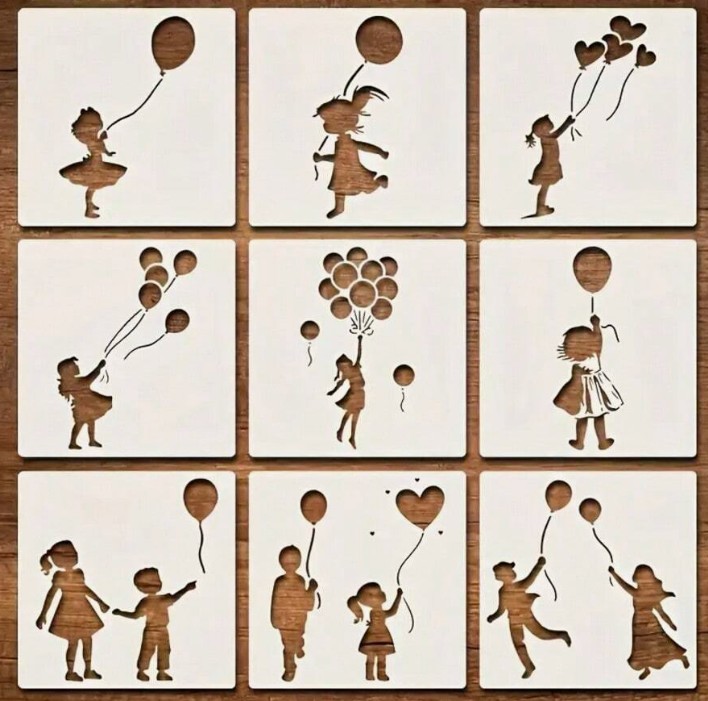 Šabloonid 9 tk lapsed 10x10 cm