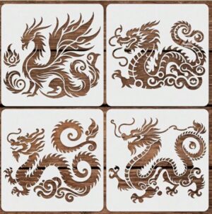 Šabloonid 4 tk draakon 20x20 cm