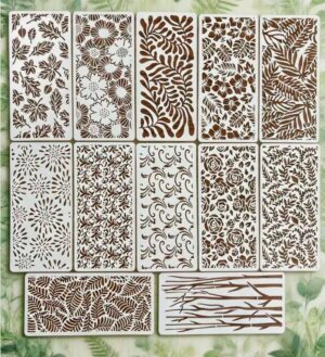 Šabloonid 12 tk mustrid 10x22 cm