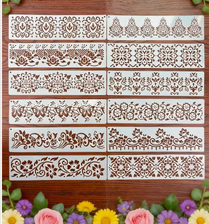 Šabloonid 12 tk mustrid 30x7,5 cm