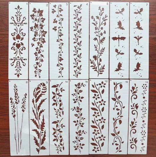 Šabloonid 12 tk taimed 7,6x30 cm