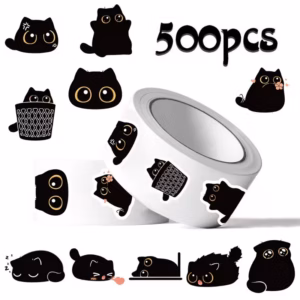 Kleebiserull  500 tk Must kass 2,5 cm